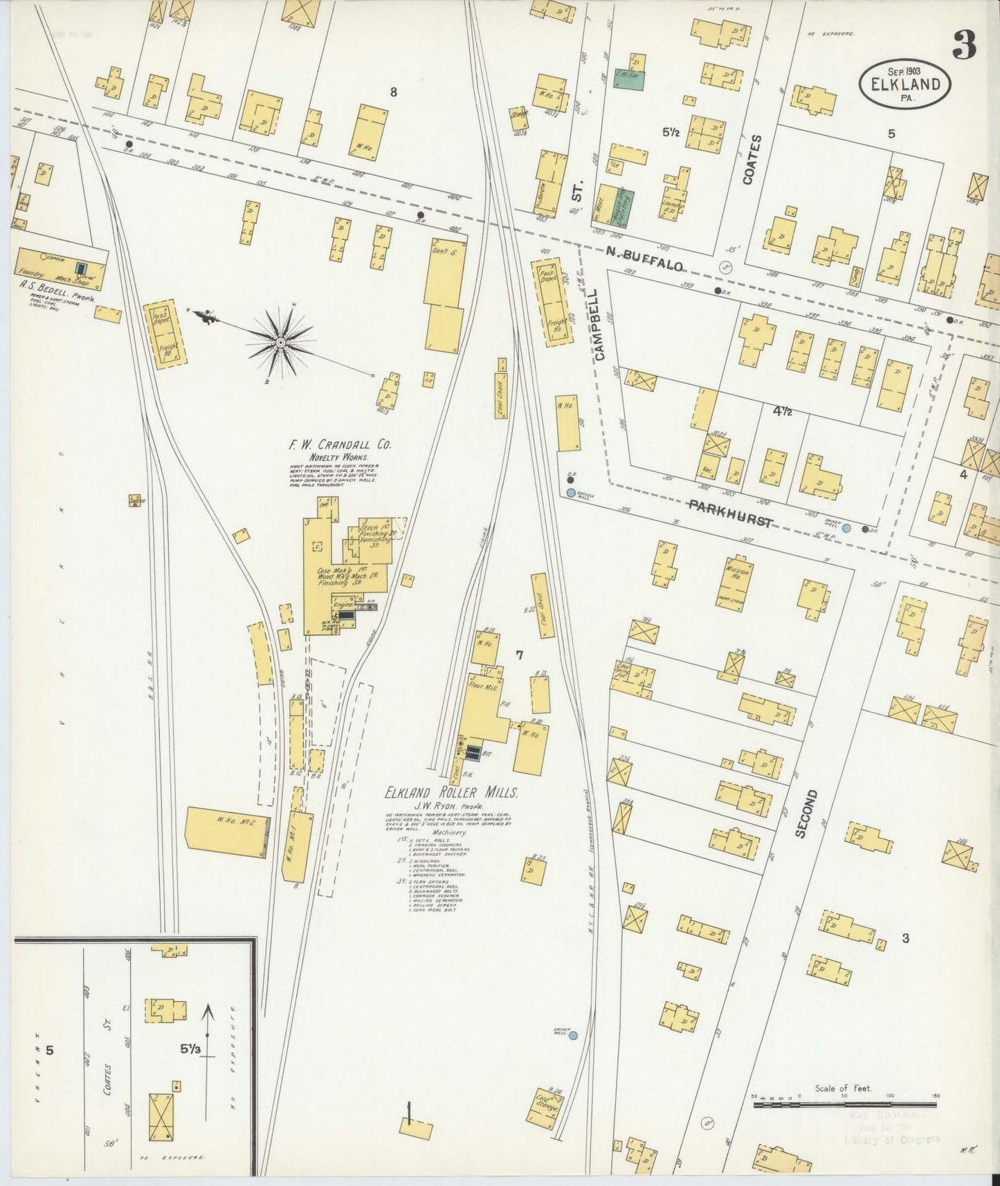 Sanborn Fire Insurance Map from Elkland, Tioga County, Pennsylvania (1903), Sheet #0003 - Complete Map Set gallery image, historic Sanborn map, vintage wall art, Pennsylvania Pennsylvania