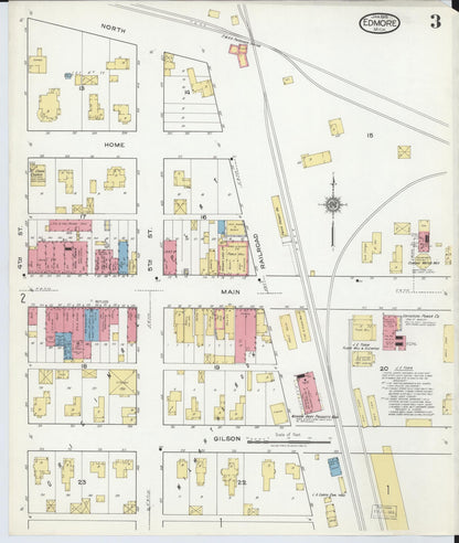 Sanborn Fire Insurance Map from Edmore, Montcalm County, Michigan (1918), Sheet #0003 - Historic Sanborn Fire Insurance Map Print, vintage old map wall art, antique decor, genealogy gift, Michigan Michigan map