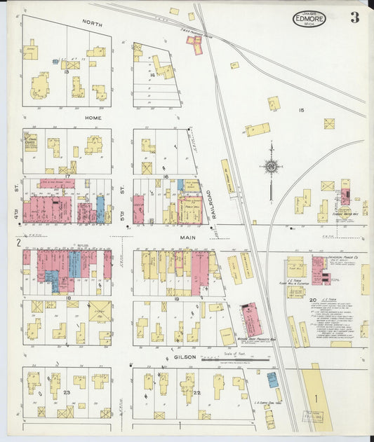 Sanborn Fire Insurance Map from Edmore, Montcalm County, Michigan (1918), Sheet #0003 - Historic Sanborn Fire Insurance Map Print, vintage old map wall art, antique decor, genealogy gift, Michigan Michigan map