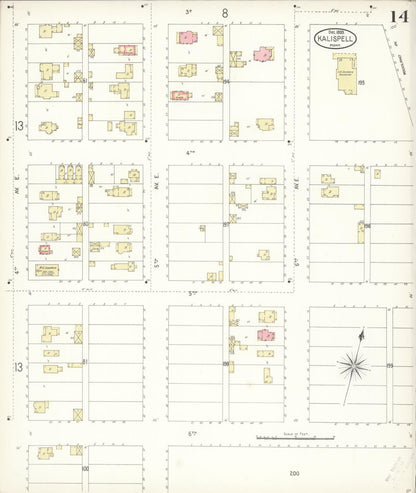 Sanborn Fire Insurance Map from Kalispell, Flathead County, Montana (1899), Sheet #0014 - Complete Map Set gallery image, historic Sanborn map, vintage wall art, Montana Montana