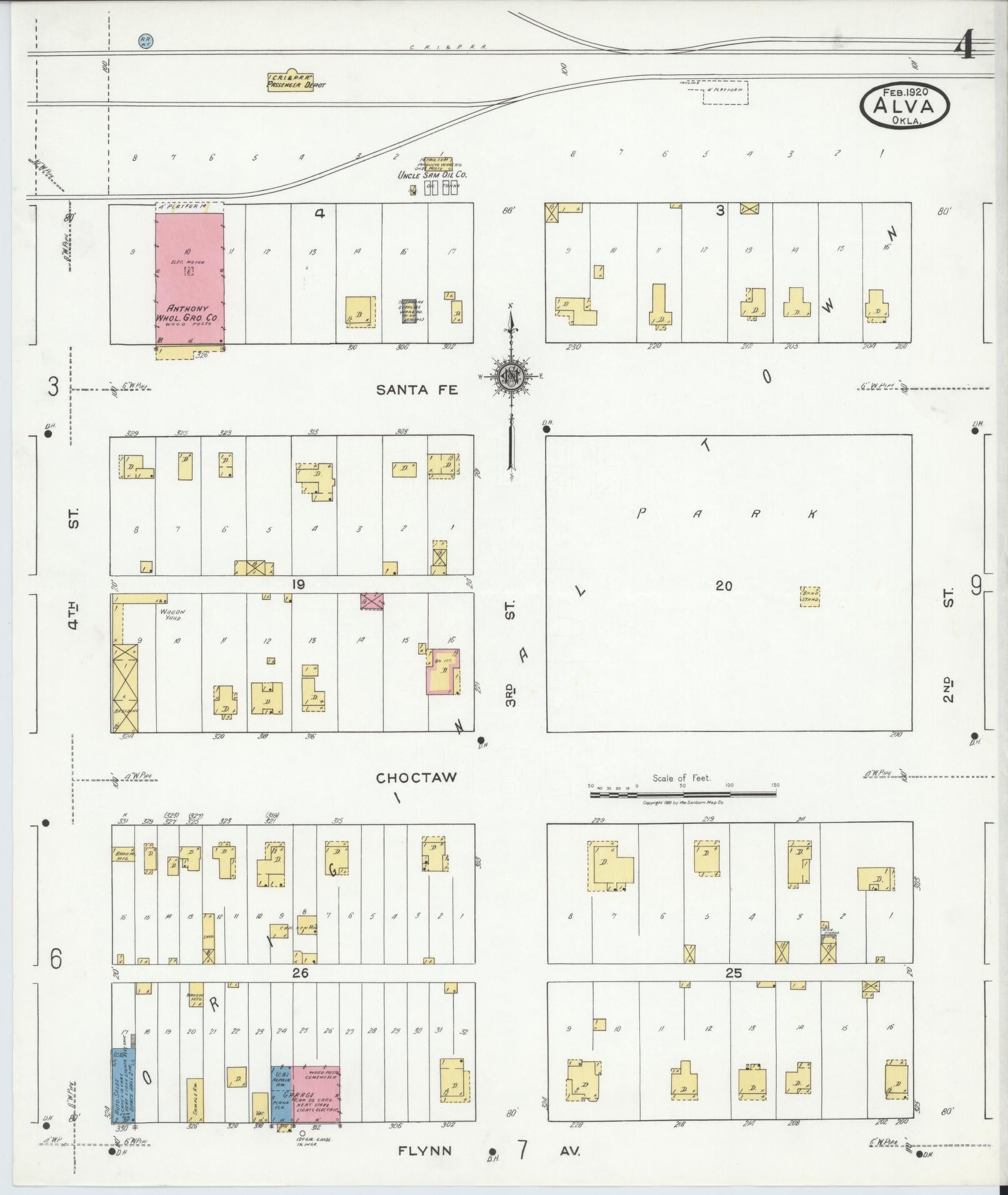 Sanborn Fire Insurance Map from Alva, Woods County, Oklahoma (1920), Sheet #0004 - Complete Map Set gallery image, historic Sanborn map, vintage wall art, Oklahoma Oklahoma