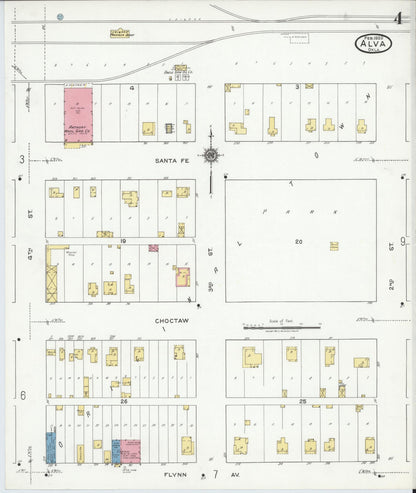 Sanborn Fire Insurance Map from Alva, Woods County, Oklahoma (1920), Sheet #0004 - Complete Map Set gallery image, historic Sanborn map, vintage wall art, Oklahoma Oklahoma