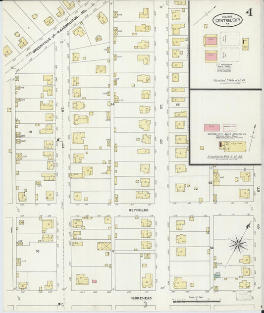 Sanborn Fire Insurance Map from Central City, Mublenberg County, Kentucky (1907), Sheet #0004 - Historic Sanborn Fire Insurance Map Print, vintage old map wall art, antique decor, genealogy gift, Kentucky Kentucky map