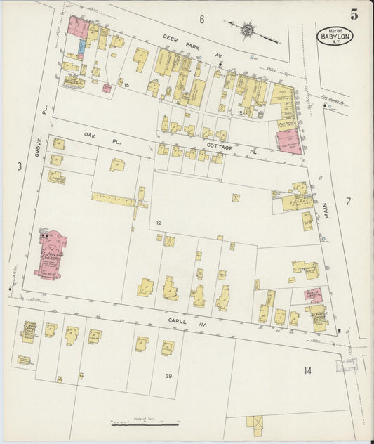 Sanborn Fire Insurance Map from Babylon, Suffolk County, New York (1915), Sheet #0005 - Historic Sanborn Fire Insurance Map Print, vintage old map wall art, antique decor, genealogy gift, New York New York map