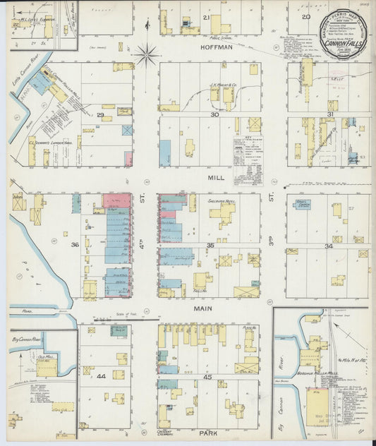 Sanborn Fire Insurance Map from Cannon Falls, Goodhue County, Minnesota (1893), Sheet #0001 - Historic Sanborn Fire Insurance Map Print, vintage old map wall art, antique decor, genealogy gift, Minnesota Minnesota map