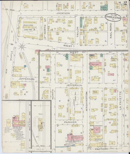 Sanborn Fire Insurance Map from Charleston, Coles County, Illinois (1886), Sheet #0002 - Complete Map Set gallery image, historic Sanborn map, vintage wall art, Illinois Illinois