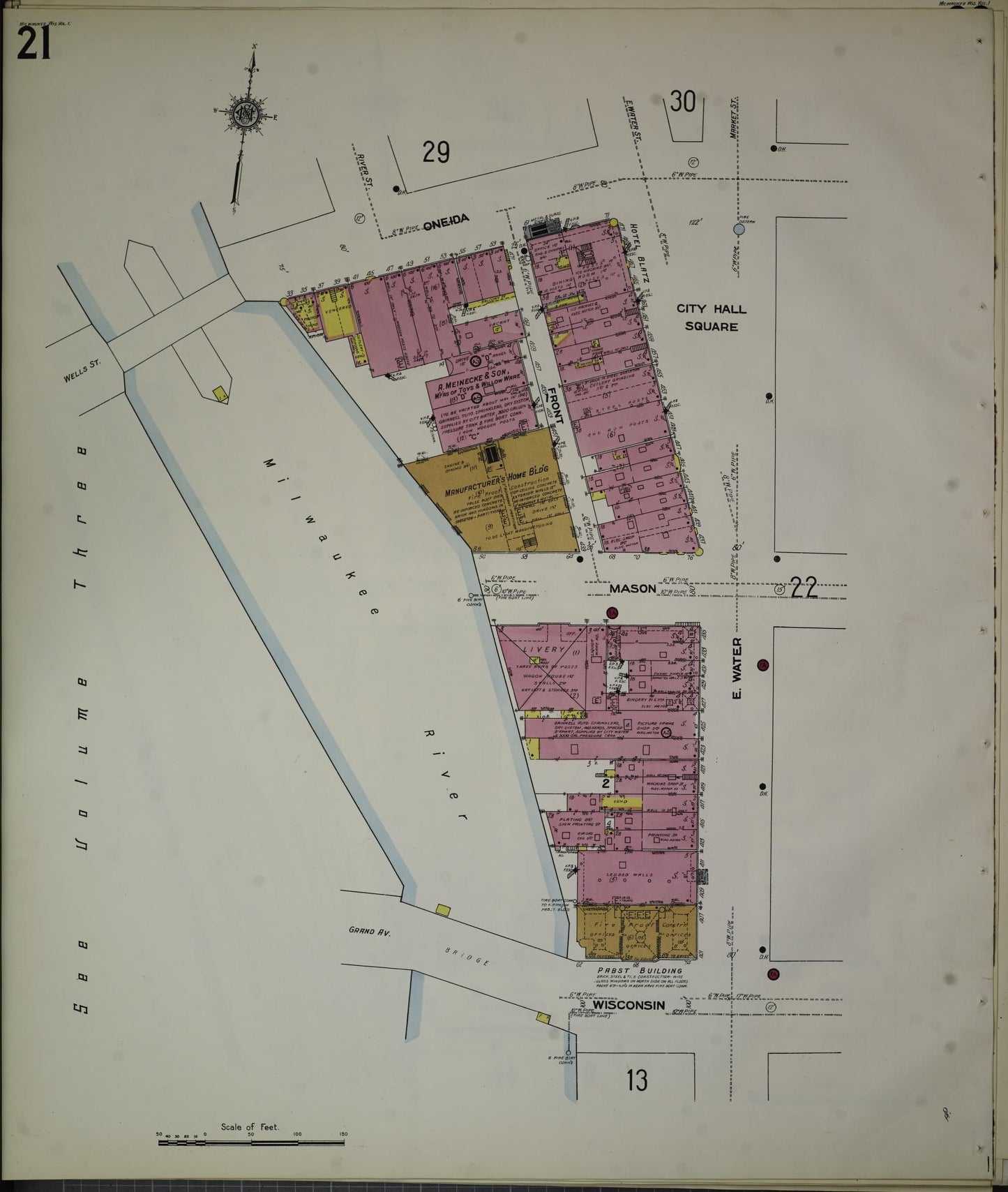 Sanborn Fire Insurance Map from Milwaukee, Milwaukee County, Wisconsin (1910), Sheet #0021 - Complete Map Set gallery image, historic Sanborn map, vintage wall art, Wisconsin Wisconsin