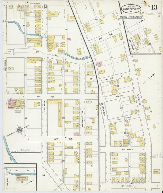 Sanborn Fire Insurance Map from Vandergrift, Westmoreland County, Pennsylvania (1915), Sheet #0013 - Historic Sanborn Fire Insurance Map Print, vintage old map wall art, antique decor, genealogy gift, Pennsylvania Pennsylvania map
