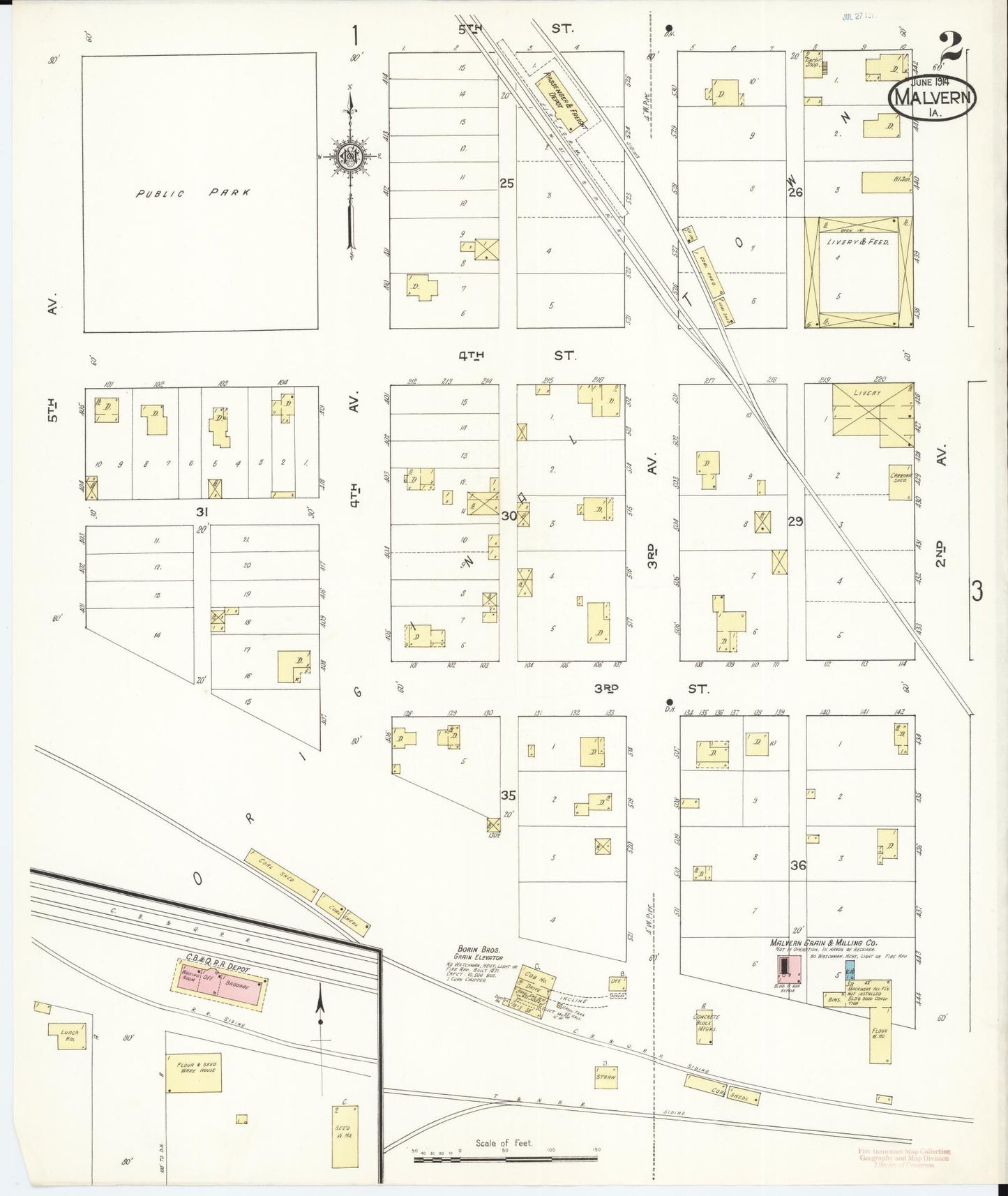 Sanborn Fire Insurance Map from Malvern, Mills County, Iowa (1914), Sheet #0002 - Historic Sanborn Fire Insurance Map Print