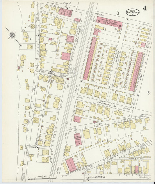 Sanborn Fire Insurance Map from Natrona, Allegheny County, Pennsylvania (1912), Sheet #0004 - Historic Sanborn Fire Insurance Map Print, vintage old map wall art, antique decor, genealogy gift, Pennsylvania Pennsylvania map