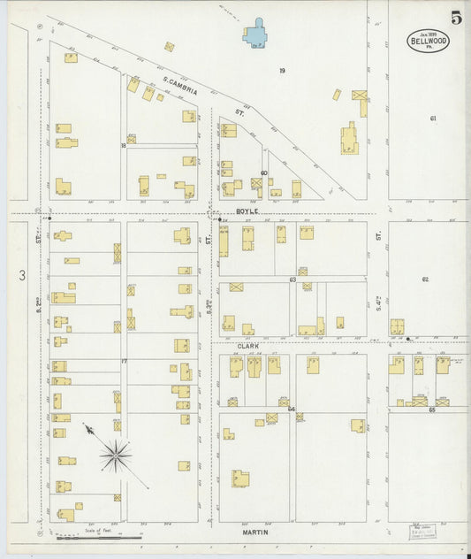 Sanborn Fire Insurance Map from Bellwood, Blair County, Pennsylvania (1899), Sheet #0005 - Historic Sanborn Fire Insurance Map Print, vintage old map wall art, antique decor, genealogy gift, Pennsylvania Pennsylvania map
