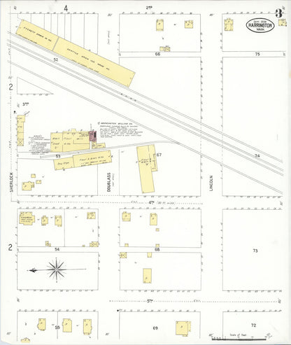 Sanborn Fire Insurance Map from Harrington, Lincoln County, Washington (1909), Sheet #0003 - Complete Map Set gallery image, historic Sanborn map, vintage wall art, Washington Washington