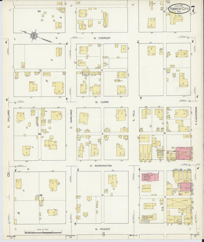 Sanborn Fire Insurance Map from Forrest City, Saint Francis County, Arkansas (1913), Sheet #0007 - Complete Map Set gallery image, historic Sanborn map, vintage wall art, Arkansas Arkansas
