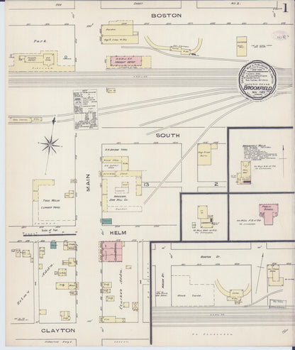 Sanborn Fire Insurance Map from Brookfield, Linn County, Missouri (1885), Sheet #0001 - Complete Map Set gallery image, historic Sanborn map, vintage wall art, Missouri Missouri