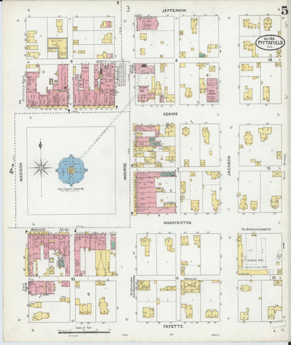 Sanborn Fire Insurance Map from Pittsfield, Pike County, Illinois (1905), Sheet #0005 - Complete Map Set gallery image, historic Sanborn map, vintage wall art, Illinois Illinois