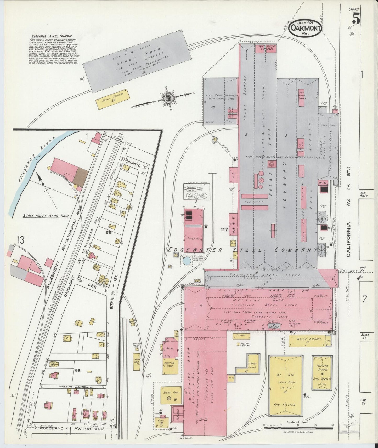 Sanborn Fire Insurance Map from Oakmont, Allegheny County, Pennsylvania (1921), Sheet #0005 - Complete Map Set gallery image, historic Sanborn map, vintage wall art, Pennsylvania Pennsylvania