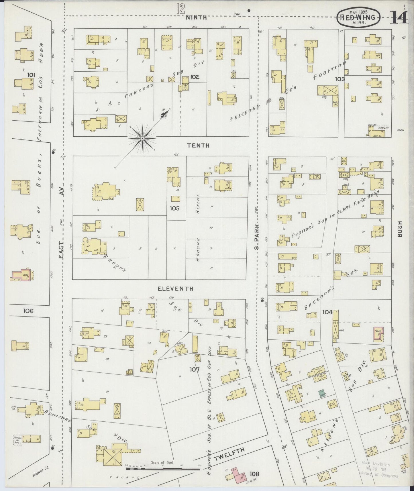 Sanborn Fire Insurance Map from Red Wing, Goodhue County, Minnesota (1895), Sheet #0014 - Complete Map Set gallery image, historic Sanborn map, vintage wall art, Minnesota Minnesota