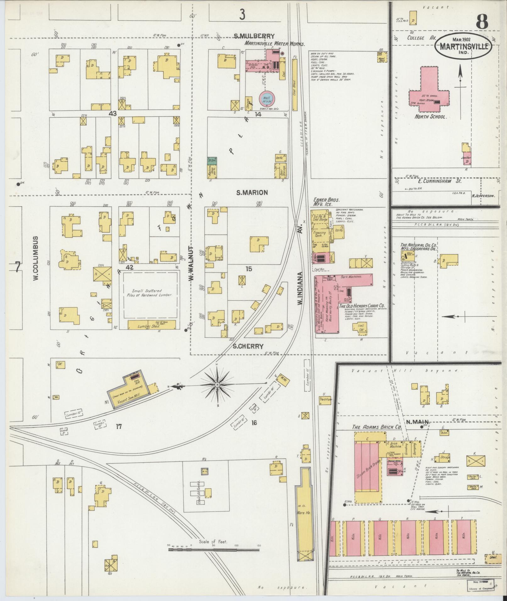 Sanborn Fire Insurance Map from Martinsville, Morgan County, Indiana (1902), Sheet #0008 - Complete Map Set gallery image, historic Sanborn map, vintage wall art, Indiana Indiana