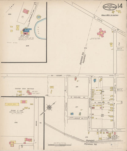 Sanborn Fire Insurance Map from Doylestown, Bucks County, Pennsylvania (1922), Sheet #0014 - Complete Map Set gallery image, historic Sanborn map, vintage wall art, Pennsylvania Pennsylvania