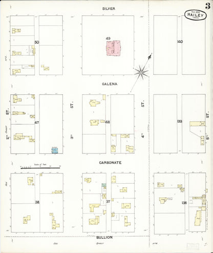 Sanborn Fire Insurance Map from Hailey, Blaine County, Idaho (1890), Sheet #0003 - Complete Map Set gallery image, historic Sanborn map, vintage wall art, Idaho Idaho