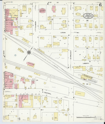 Sanborn Fire Insurance Map from London, Madison County, Ohio (1910), Sheet #0006 - Historic Sanborn Fire Insurance Map Print, vintage old map wall art, antique decor, genealogy gift, Ohio Ohio map