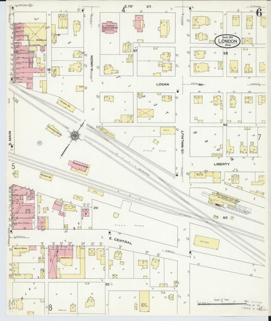 Sanborn Fire Insurance Map from London, Madison County, Ohio (1910), Sheet #0006 - Historic Sanborn Fire Insurance Map Print, vintage old map wall art, antique decor, genealogy gift, Ohio Ohio map