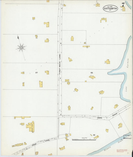 Sanborn Fire Insurance Map from Southampton, Suffolk County, New York (1902), Sheet #0007 - Historic Sanborn Fire Insurance Map Print, vintage old map wall art, antique decor, genealogy gift, New York New York map