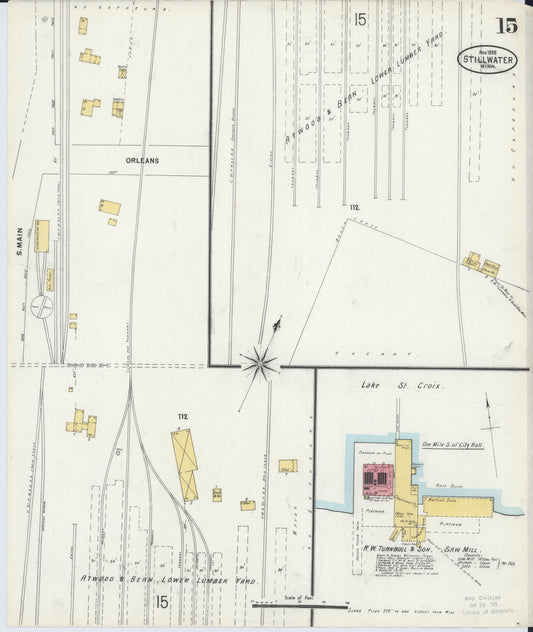 Sanborn Fire Insurance Map from Stillwater, Washington County, Minnesota (1898), Sheet #0015 - Historic Sanborn Fire Insurance Map Print, vintage old map wall art, antique decor, genealogy gift, Minnesota Minnesota map