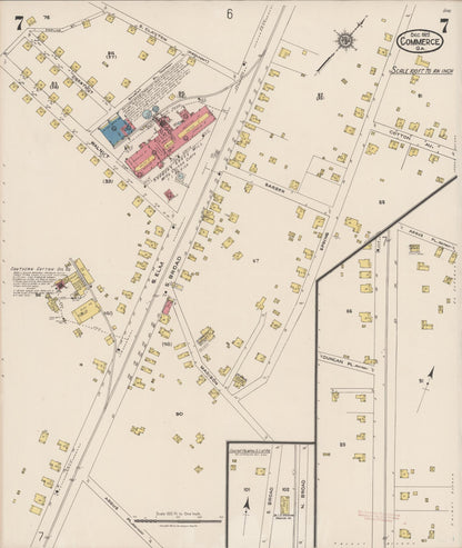 Sanborn Fire Insurance Map from Commerce, Jackson County, Georgia (1922), Sheet #0007 - Complete Map Set gallery image, historic Sanborn map, vintage wall art, Georgia Georgia