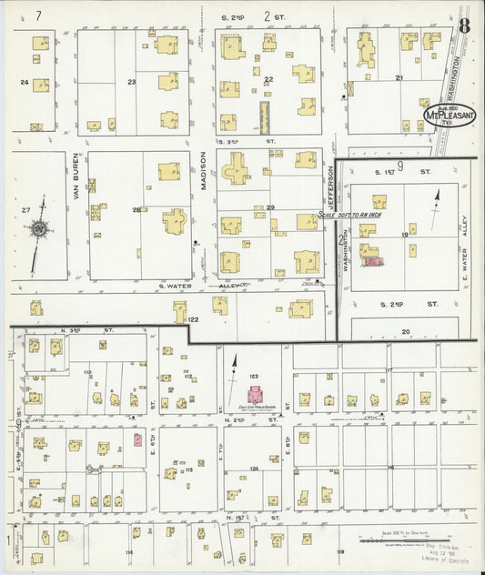 Sanborn Fire Insurance Map from Mount Pleasant, Titus County, Texas (1920), Sheet #0008 - Historic Sanborn Fire Insurance Map Print, vintage old map wall art, antique decor, genealogy gift, Texas Texas map