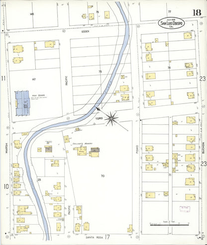 Sanborn Fire Insurance Map from San Luis Obispo, San Luis Obispo County, California (1909), Sheet #0018 - Complete Map Set gallery image, historic Sanborn map, vintage wall art, California California