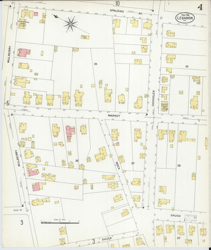 Sanborn Fire Insurance Map from Lebanon, Marion County, Kentucky (1908), Sheet #0004 - Complete Map Set gallery image, historic Sanborn map, vintage wall art, Kentucky Kentucky
