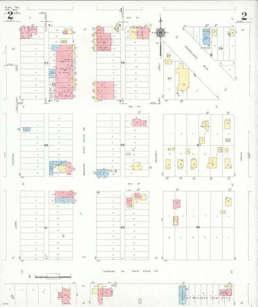 Sanborn Fire Insurance Map from Elsa, Hidalgo County, Texas (1949), Sheet #0002 - Historic Sanborn Fire Insurance Map Print, vintage old map wall art, antique decor, genealogy gift, Texas Texas map