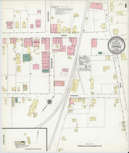 Sanborn Fire Insurance Map from Orange, Orange County, Virginia (1909), Sheet #0001 - Complete Map Set gallery image, historic Sanborn map, vintage wall art, Virginia Virginia
