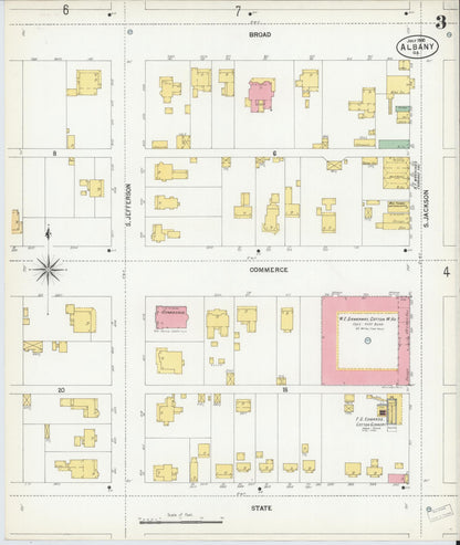 Sanborn Fire Insurance Map from Albany, Dougherty County, Georgia (1900), Sheet #0003 - Complete Map Set gallery image, historic Sanborn map, vintage wall art, Georgia Georgia