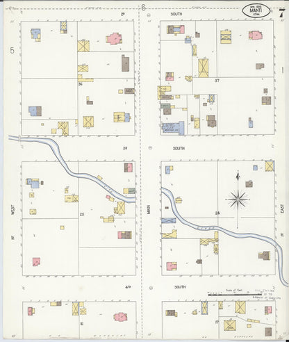 Sanborn Fire Insurance Map from Manti, Sanpete County, Utah (1908), Sheet #0007 - Complete Map Set gallery image, historic Sanborn map, vintage wall art, Utah Utah