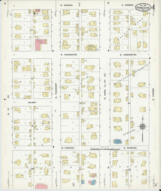 Sanborn Fire Insurance Map from Princeton, Bureau County, Illinois (1911), Sheet #0004 - Historic Sanborn Fire Insurance Map Print, vintage old map wall art, antique decor, genealogy gift, Illinois Illinois map