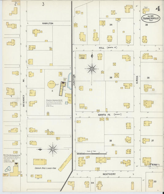 Sanborn Fire Insurance Map from Farmersville, Collin County, Texas (1902), Sheet #0004 - Historic Sanborn Fire Insurance Map Print, vintage old map wall art, antique decor, genealogy gift, Texas Texas map
