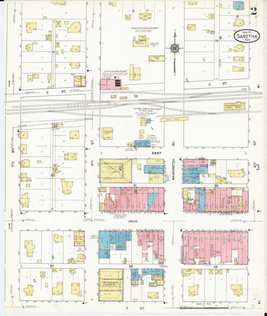 Sanborn Fire Insurance Map from Sabetha, Nemaha County, Kansas (1911), Sheet #0002 - Historic Sanborn Fire Insurance Map Print, vintage old map wall art, antique decor, genealogy gift, Kansas Kansas map