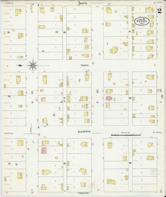 Sanborn Fire Insurance Map from Perry, Noble County, Oklahoma (1907), Sheet #0002 - Historic Sanborn Fire Insurance Map Print, vintage old map wall art, antique decor, genealogy gift, Oklahoma Oklahoma map