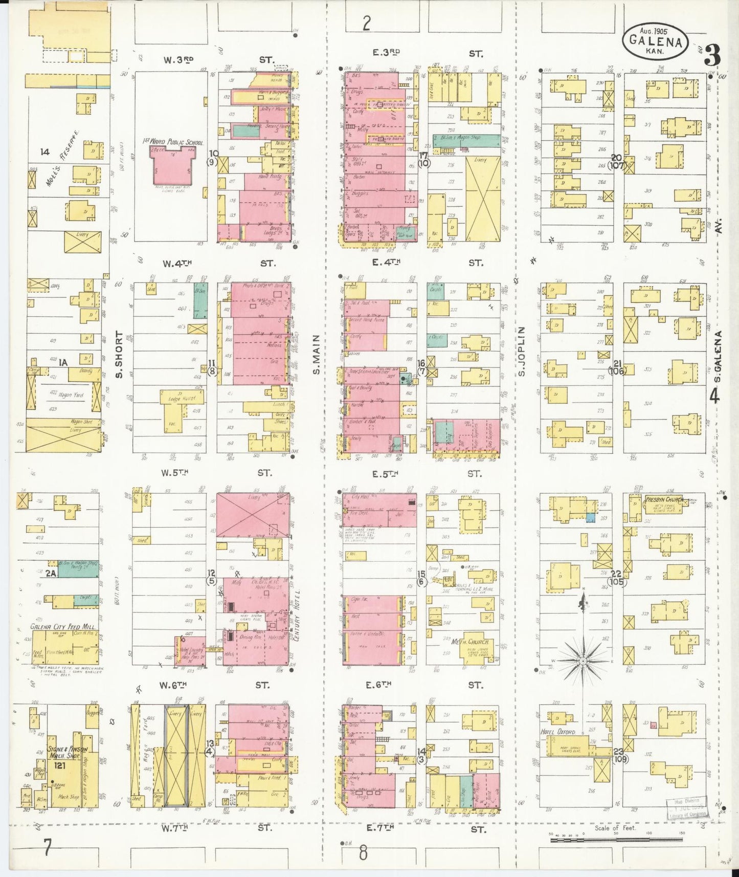 Sanborn Fire Insurance Map from Galena, Cherokee County, Kansas (1905), Sheet #0003 - Complete Map Set gallery image, historic Sanborn map, vintage wall art, Kansas Kansas
