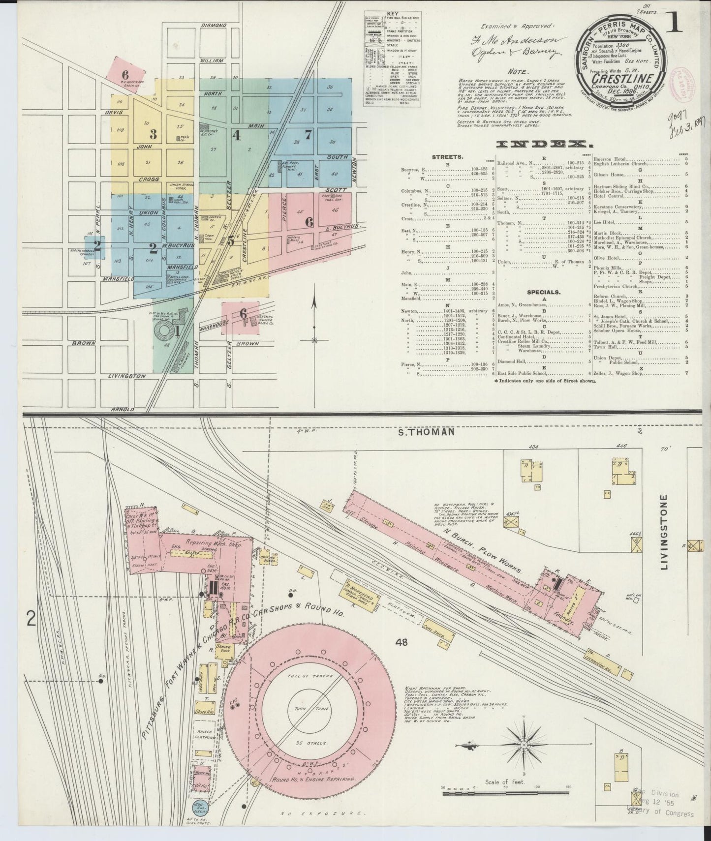 Sanborn Fire Insurance Map from Crestline, Crawford County, Ohio (1896), Sheet #0001 - Historic Sanborn Fire Insurance Map Print, vintage old map wall art, antique decor, genealogy gift, Ohio Ohio map