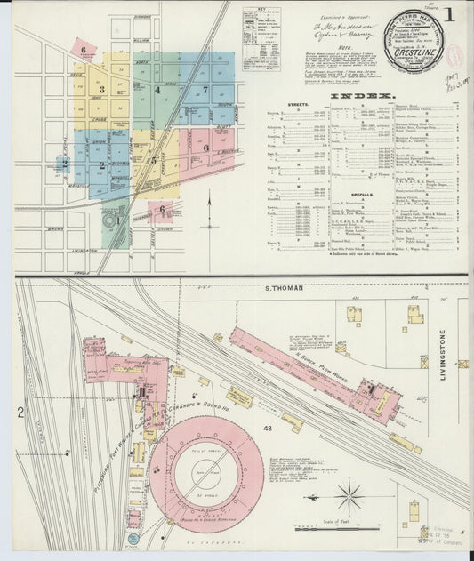 Sanborn Fire Insurance Map from Crestline, Crawford County, Ohio (1896), Sheet #0001 - Historic Sanborn Fire Insurance Map Print, vintage old map wall art, antique decor, genealogy gift, Ohio Ohio map