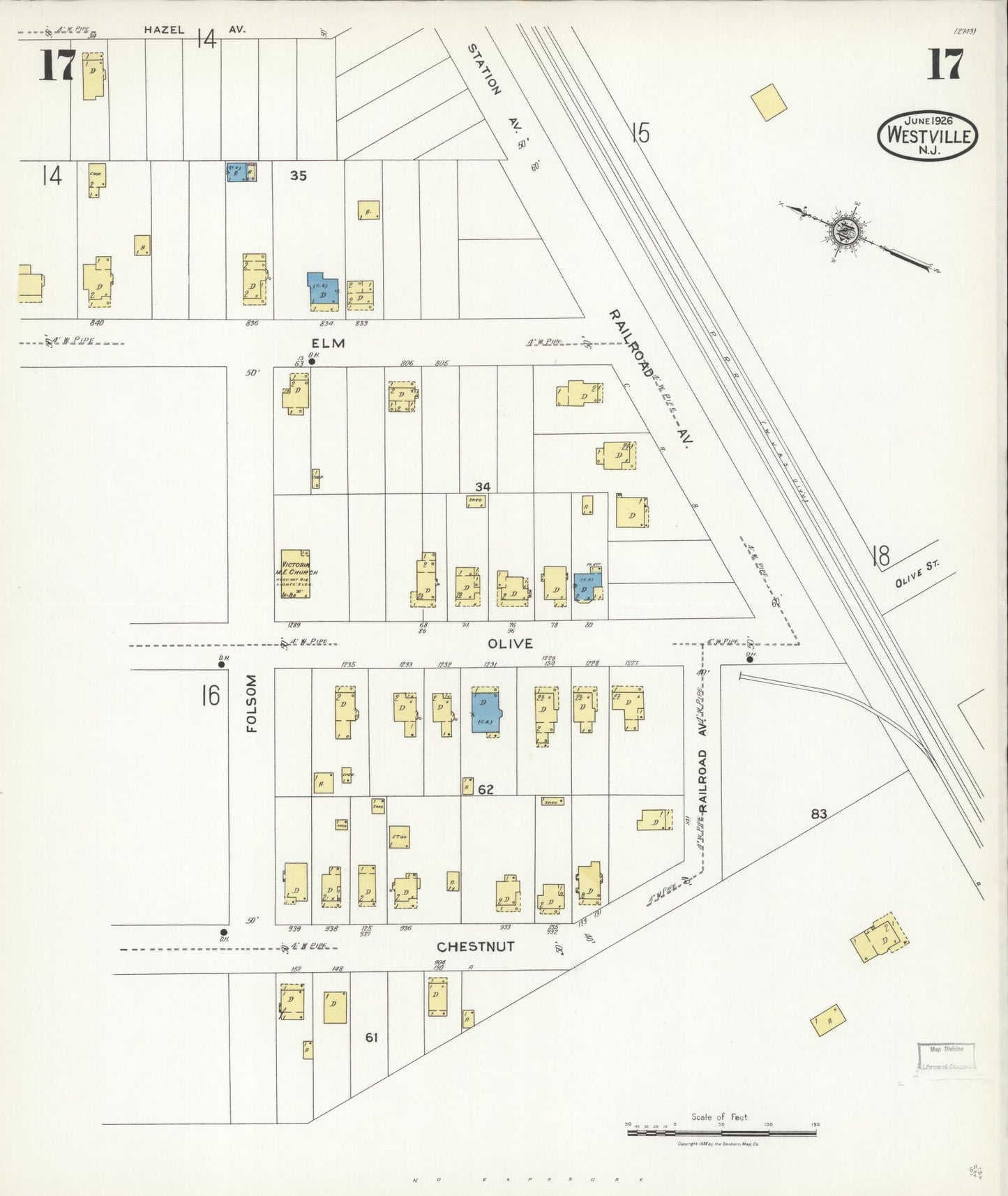 Sanborn Fire Insurance Map from Westville, Gloucester County, New Jersey (1926), Sheet #0017 - Complete Map Set gallery image, historic Sanborn map, vintage wall art, New Jersey New Jersey
