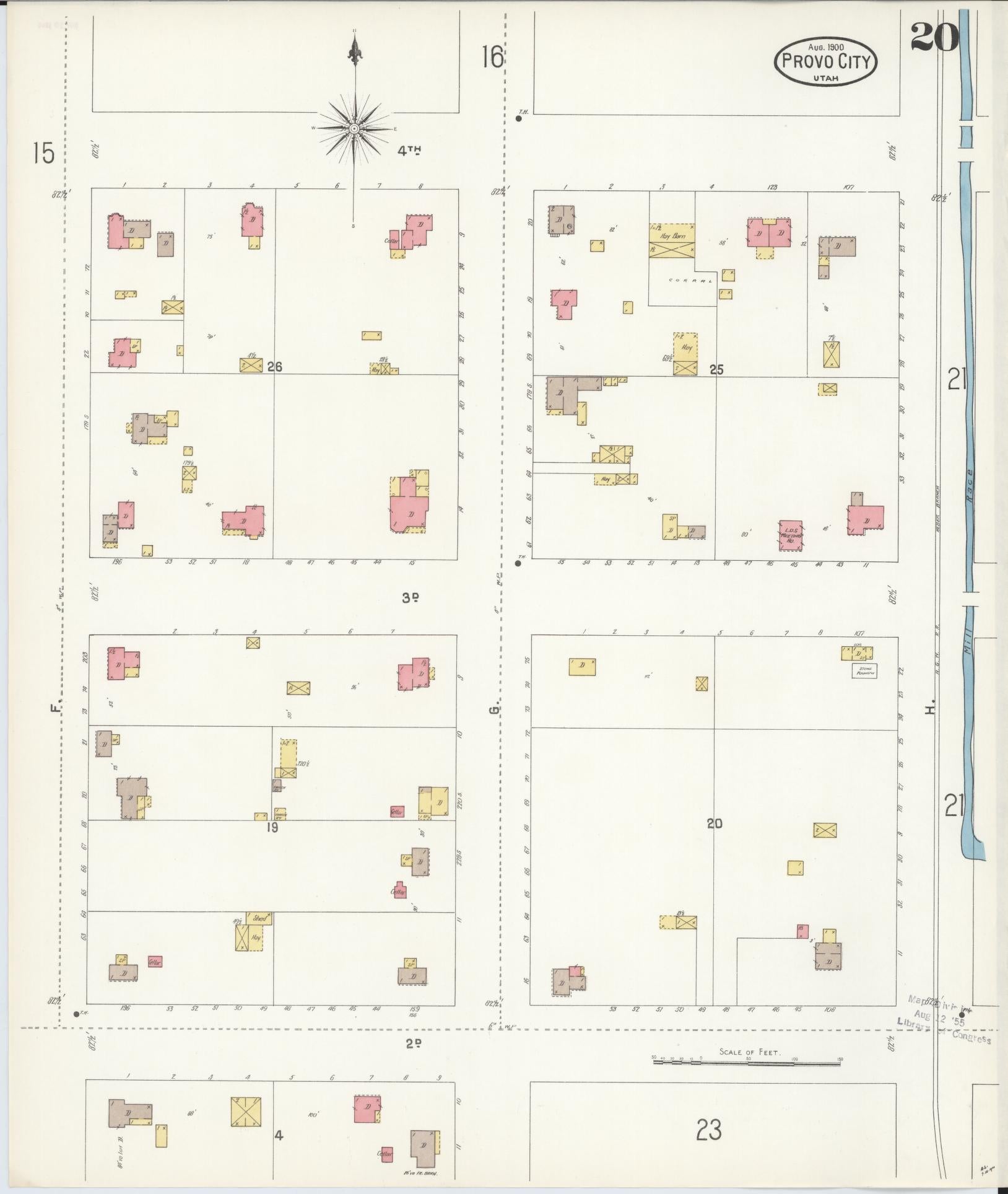 Sanborn Fire Insurance Map from Provo, Utah County, Utah (1900), Sheet #0020 - Complete Map Set gallery image, historic Sanborn map, vintage wall art, Provo Utah