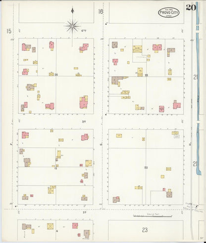 Sanborn Fire Insurance Map from Provo, Utah County, Utah (1900), Sheet #0020 - Complete Map Set gallery image, historic Sanborn map, vintage wall art, Provo Utah
