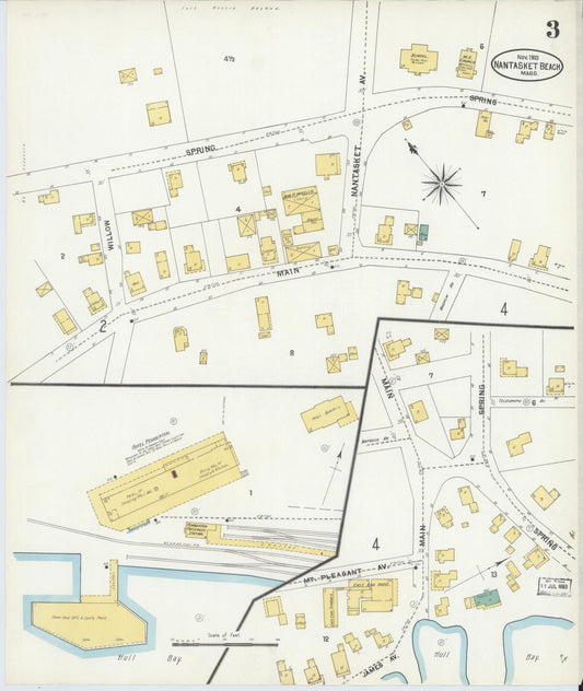 Sanborn Fire Insurance Map from Nantasket Beach, Plymouth County, Massachusetts (1903), Sheet #0003 - Historic Sanborn Fire Insurance Map Print, vintage old map wall art, antique decor, genealogy gift, Massachusetts Massachusetts map
