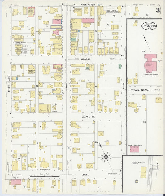 Sanborn Fire Insurance Map from Saint Marys, Pleasant County, West Virginia (1908), Sheet #0003 - Historic Sanborn Fire Insurance Map Print, vintage old map wall art, antique decor, genealogy gift, West Virginia West Virginia map