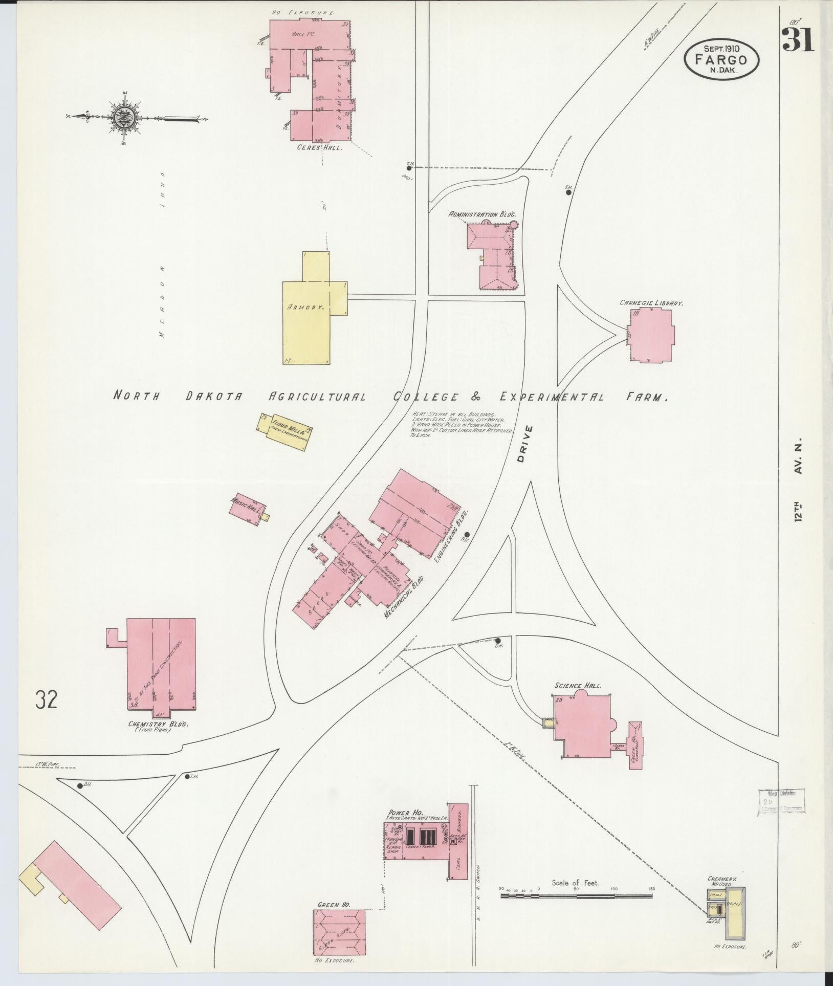 Sanborn Fire Insurance Map from Fargo, Cass County, North Dakota (1910), Sheet #0031 - Complete Map Set gallery image, historic Sanborn map, vintage wall art, North Dakota North Dakota