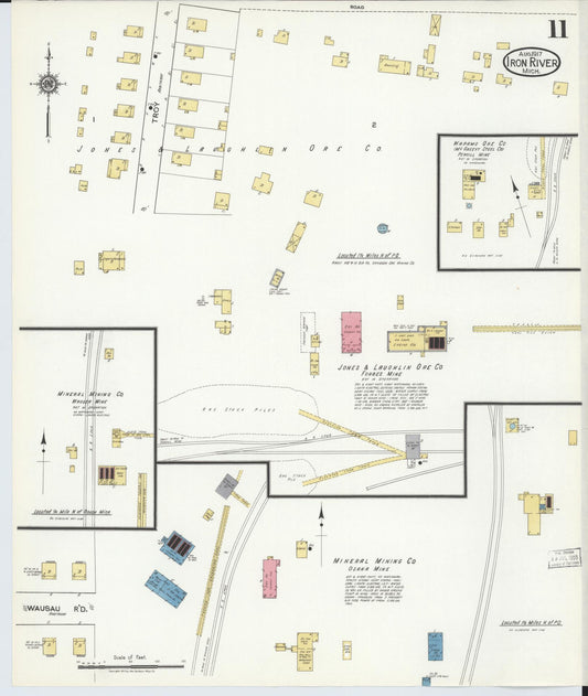 Sanborn Fire Insurance Map from Iron River, Iron County, Michigan (1917), Sheet #0011 - Historic Sanborn Fire Insurance Map Print, vintage old map wall art, antique decor, genealogy gift, Michigan Michigan map